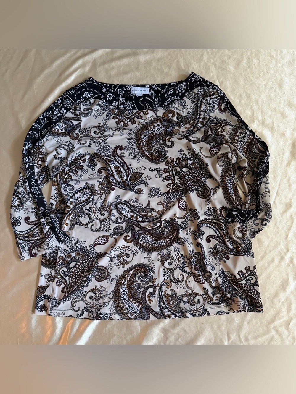 Susan Graver Printed Liquid Knit Split Sleeve Top medium a293618